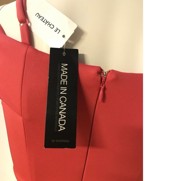 Le Chateau Small Corral Salmon Pink Peach Cold Shoulder Formal Dress NWT - Picture 7 of 8